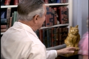 Look at this interesting cat statue in Dr. Felsom's office. I'm guessing his wife takes ceramics because it looks like some of my mother's 1970s output.